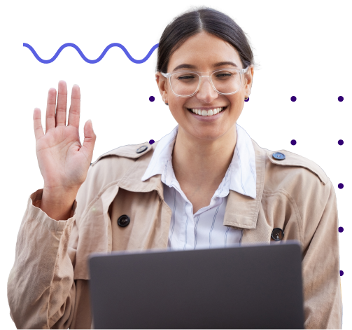 waving woman video call